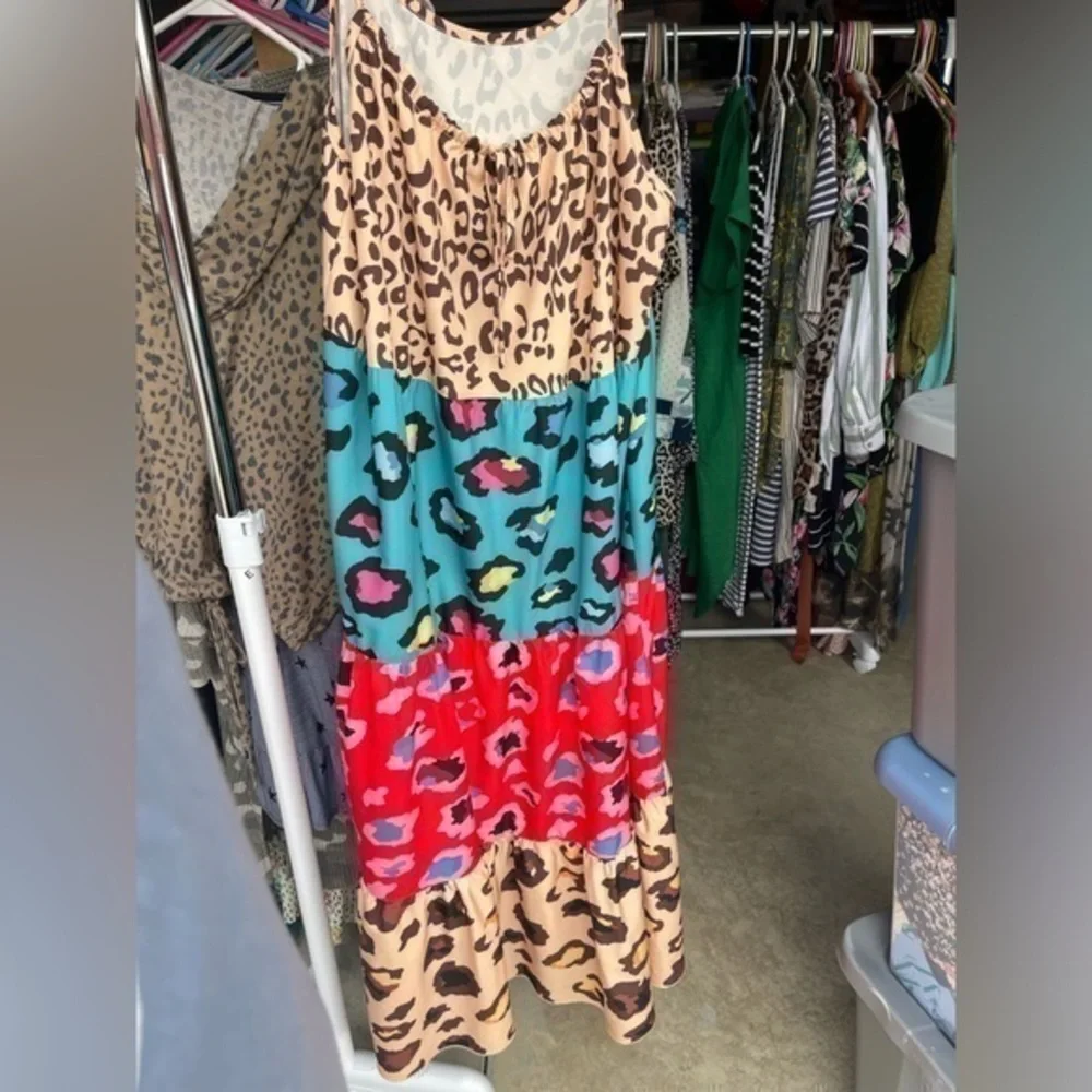 SHEIN Curve cheetah tiered dress Size 1xl